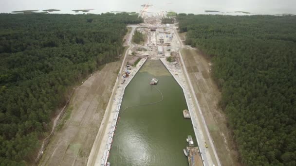 Vistula Spit Kanalı Konteynır Gemileri Için Nakliye Kanalı — Stok video