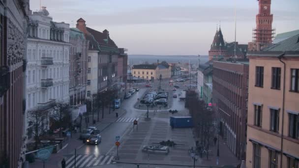 Giornata Invernale Ventosa Nel Centro Helsingborg Nel Sud Della Svezia — Video Stock