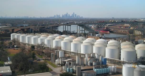 Воздушный Комплекс Химических Нефтеперерабатывающих Заводов Хьюстоне Штат Техас — стоковое видео