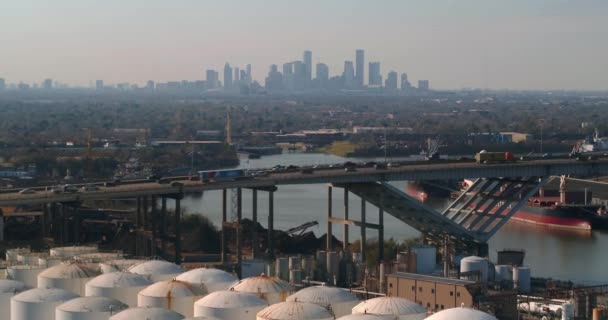 Flygfoto Från Kemi Och Raffinaderianläggningar Houston Texas — Stockvideo