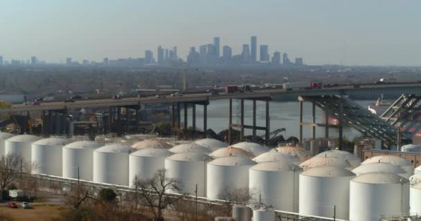 テキサス州ヒューストンの化学 精製工場の空中 — ストック動画