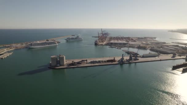 Vrachthaven Commerciële Haven Malaga Spanje Luchtcirkeling — Stockvideo