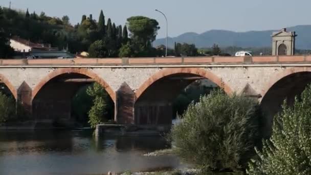 Ponte San Quirico Und Fluss Serchio Lucca Italien — Stockvideo