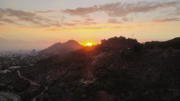 San Cristobal Tepesi Met Parkı Nın Yanındaki Golden Hour Santiago — Stok video