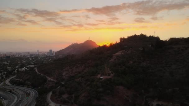 San Cristobal Hill Met Park Yanındaki Golden Hour Santiago Şili — Stok video