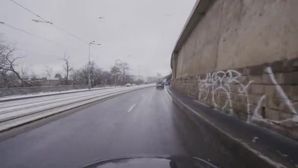 Conduire Dans Les Rues Animées Capitale Européenne Découvrez Trafic Prague — Video