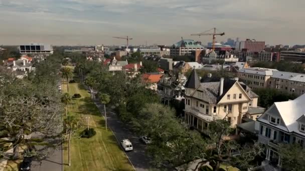 Luchtfoto Van Huizen Naast Tulane University New Orleans — Stockvideo