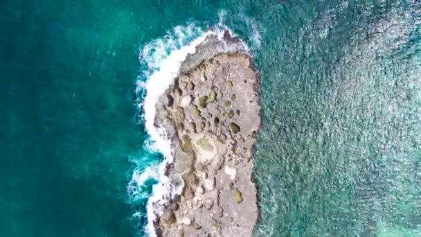 Porto Rico Isolata Isola Rocciosa Oceano Spruzzi Contro Rocce Dall — Video Stock