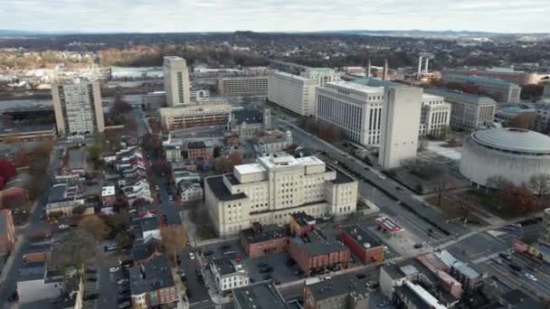 Αεροφωτογραφία Του Downtown Harrisburg Pennsylvania State Museum Government Buildings Fall — Αρχείο Βίντεο