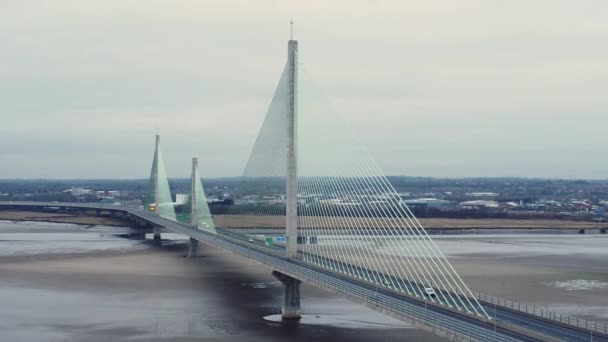 Mersey Gateway Kablosu Mersey Nehri Geçerken Sol Yörüngeden Geçiş Ücreti — Stok video