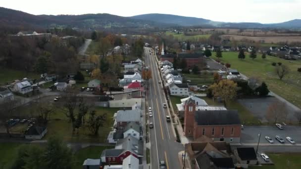 Veduta Aerea Della Strada Principale Della Chiesa Boonsboro Maryland Usa — Video Stock