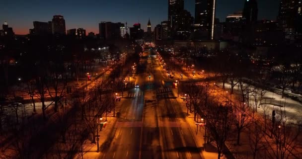 Usa Stedelijke Stad Lichten Nachts Lege Stille Scène Sluiting Tijdens — Stockvideo