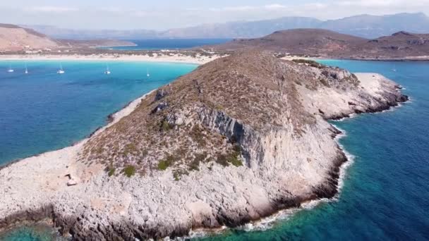 Aerial View Island Elafonisos Beach Lakonia Peloponnesos Griekenland — Stockvideo