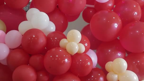 Large Balloon Wall Different Sizes Valentine Day Celebration Slow Motion — Stock Video