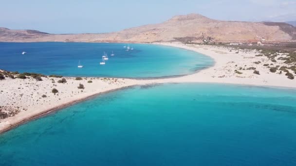 Vista Aérea Paradise Beach Isla Elafonisos Lakonia Peloponeso Grecia — Vídeo de stock