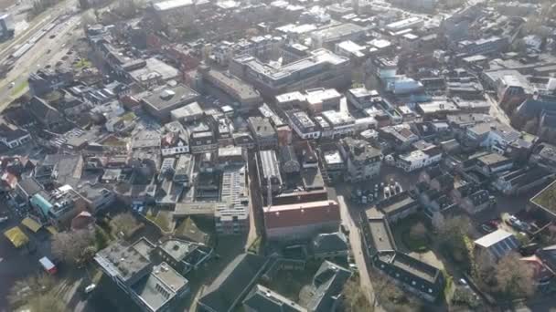 Korte Antenne Van Het Prachtige Centrum Van Een Oude Stad — Stockvideo