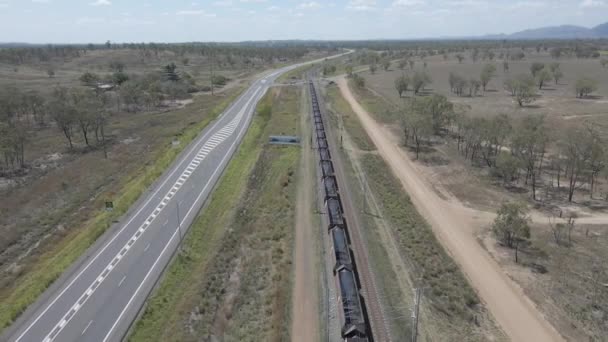 Empty Coal Train Highway Far North Queensland Australie Aérien — Video
