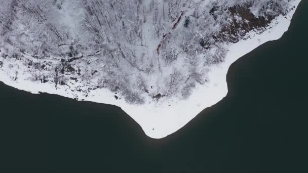 Повітряний Вид Снігового Озера — стокове відео