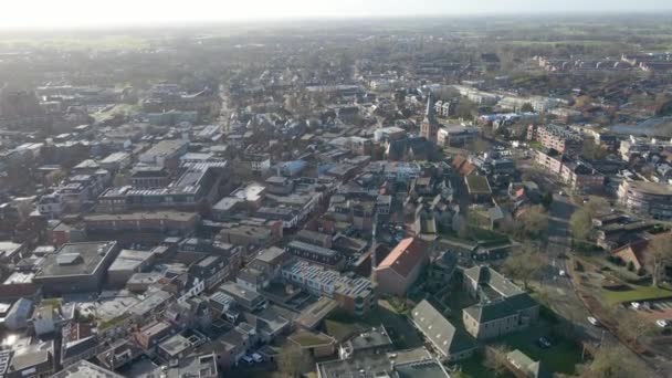 Aérea Una Gran Iglesia Casco Antiguo Barneveld Países Bajos — Vídeos de Stock