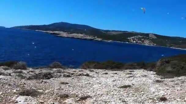 Panoramablick Auf Die Adria Von Der Felsküste Der Insel Vis — Stockvideo