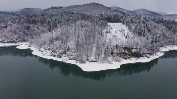 Fotografo Scattare Una Foto Lago Ghiaccio Neve — Video Stock