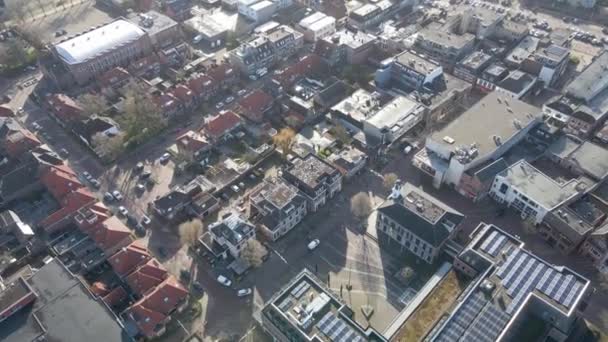 Flygfoto Från Vacker Gammal Stadskärna Barneveld Nederländerna — Stockvideo