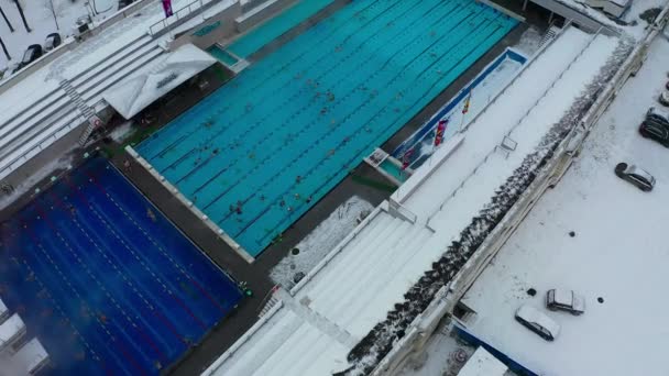 Tiro Aéreo Dron Piscina Moscú — Vídeo de stock