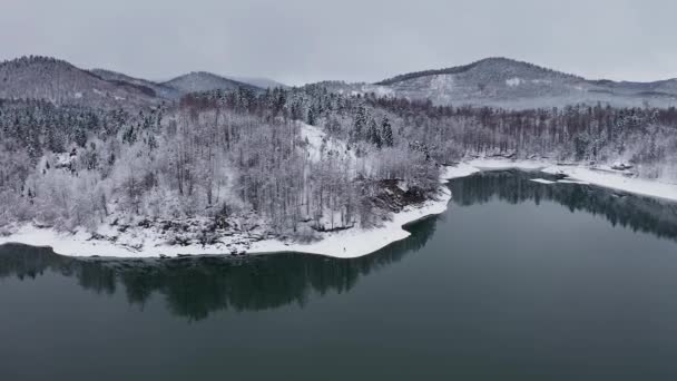 Photographer Taking Photo Snow Ice Lake — Stock Video