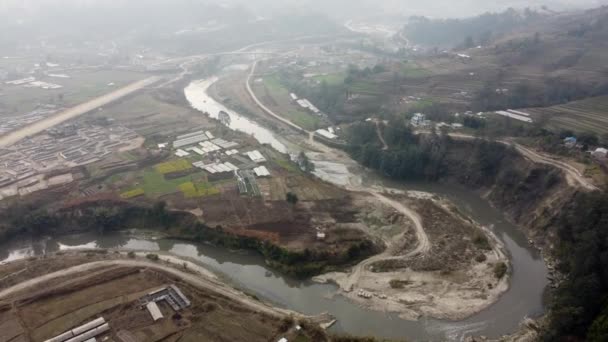 Una Curva Río Bagmati Nepal Mientras Fluye Fuera Katmandú Través — Vídeos de Stock