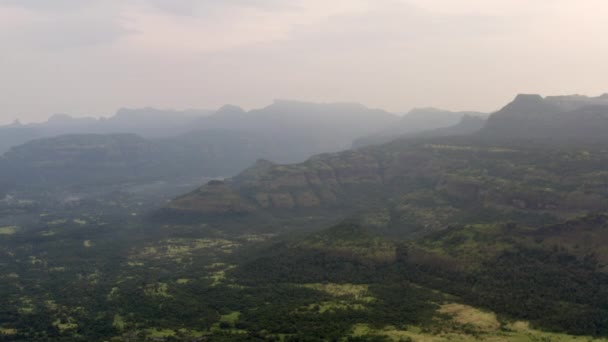 Panoramiczny Widok Góry Mgliste Las Tamhini Ghat Maharashtra Indie Zdjęcia — Wideo stockowe