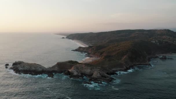 Epico Drone Mazunte Beach Delimitato Punta Cometa Comet Point Che — Video Stock