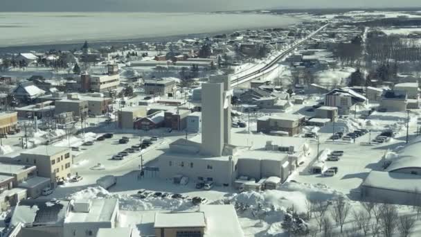 Повітряний Зимовий Вид Охотську Морську Вежу Ому Хоккайдо Паралакс — стокове відео