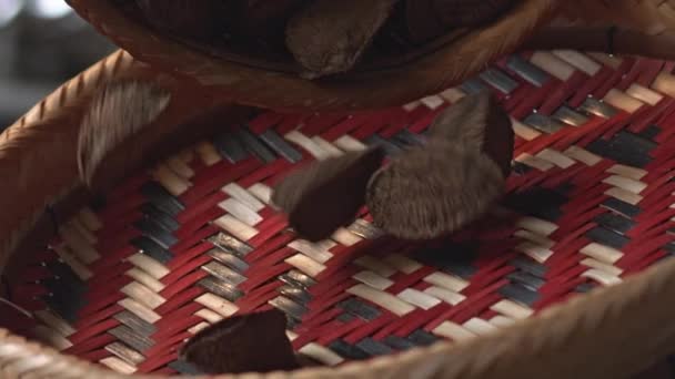 Dump Bowl Brazil Nuts Basket Display Nutritious Amazon Product — Stock Video