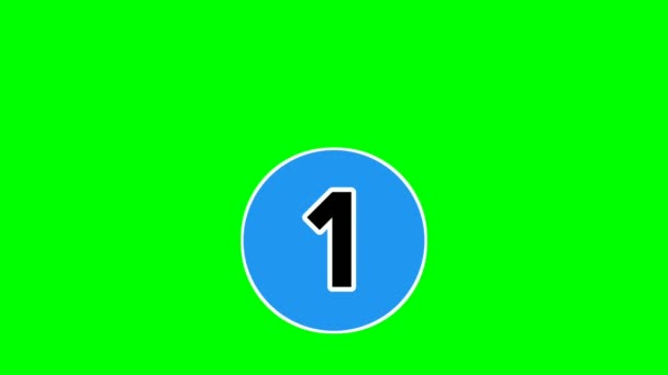 Numero Uno Animazione Verde Screen Flat Disegno Cartone Animato Numero — Video Stock