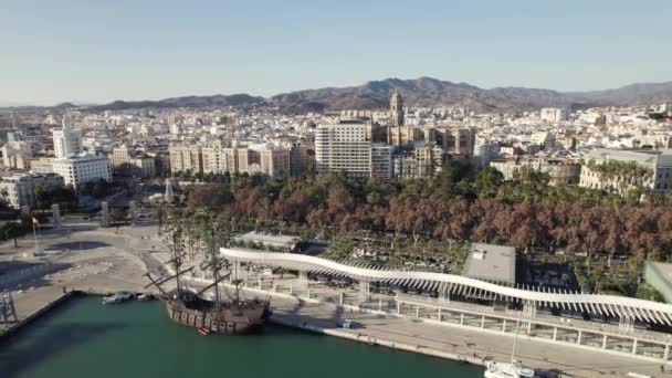 Вид Висоти Над Портом Білою Перголою Малага Іспанія — стокове відео