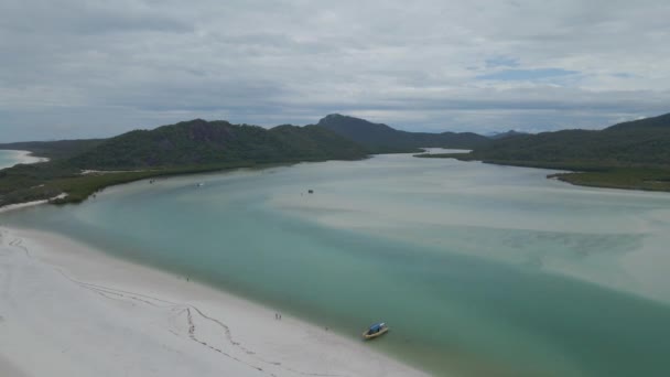 Hill Inlet Turquoise Blue Water Popular Playa Whitehaven Whitsunday Qld — Vídeo de stock