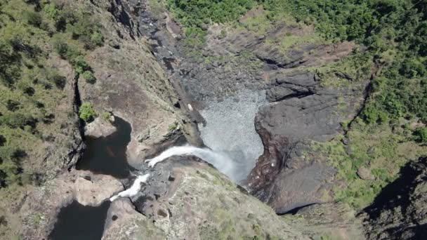 Blick Aus Der Vogelperspektive Auf Die Wallaman Falls Stony Creek — Stockvideo