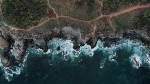 Aerial Bird Eye View Scenic Mazunte Beach Oaxacan Coast Mexico — Stock Video