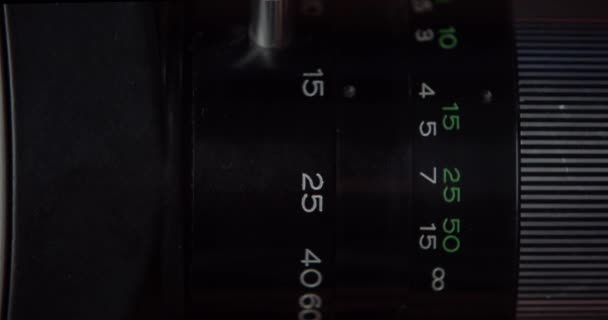 Gros Plan Bague Mise Point Ouverture Caméra Noire Rotative Réglage — Video
