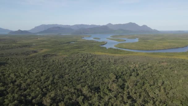 Widok Lotu Ptaka Kanału Hinchinbrook Parku Narodowego Hinchinbrook Island Kontynentu — Wideo stockowe