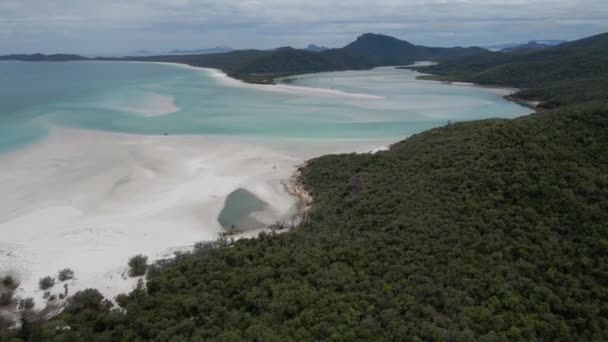 Plaża Whitehaven Białym Piaskiem Parku Narodowego Wysp Whitsunday Qld Australii — Wideo stockowe