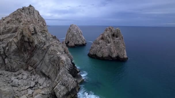 Formação Rochosa Famosa Chamada Arco Arco Cabo San Lucas Vista — Vídeo de Stock