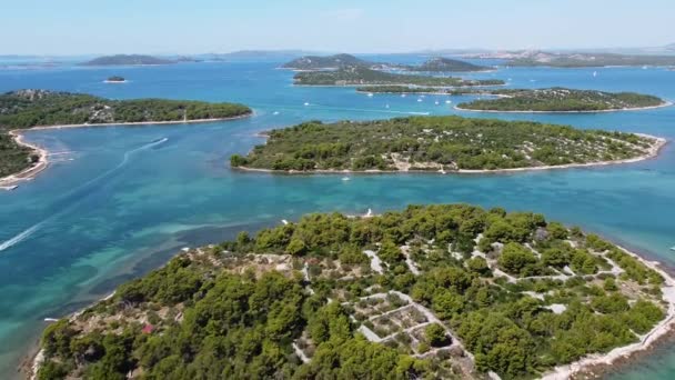 Vista Aérea Drone Das Ilhas Kornati Mar Adriático Dalmácia Croácia — Vídeo de Stock