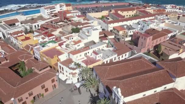 Vista Aérea Del Centro Garachico Tenerife Islas Canarias España — Vídeos de Stock