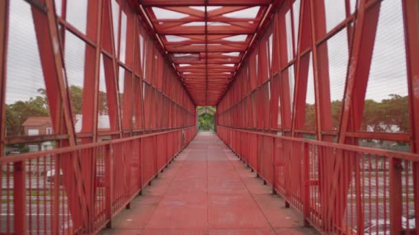Pespective Lock Shot Της Γέφυρας Πεζών — Αρχείο Βίντεο