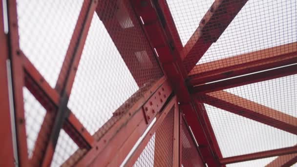 Detalhe Estrutura Ponte Pedonal Ferro — Vídeo de Stock