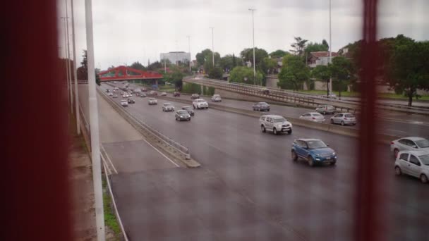 Vista Autopista Desde Puente Peatonal 120Fps — Vídeos de Stock