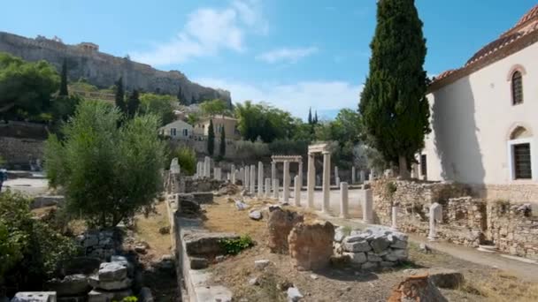 Yunanistan Atina Kentindeki Tarihi Alanlar — Stok video
