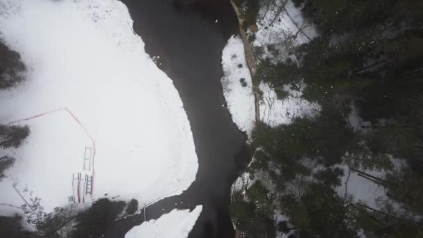 Top Luchtfoto Boven Suur Taevaskoda Estland Tijdens Winter — Stockvideo