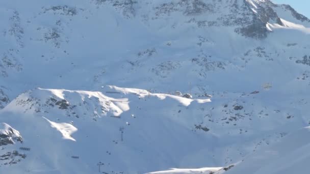 Aerial Drone View Ski Lifts Snowy Mountains Kaunertal Χειμώνα Στην — Αρχείο Βίντεο
